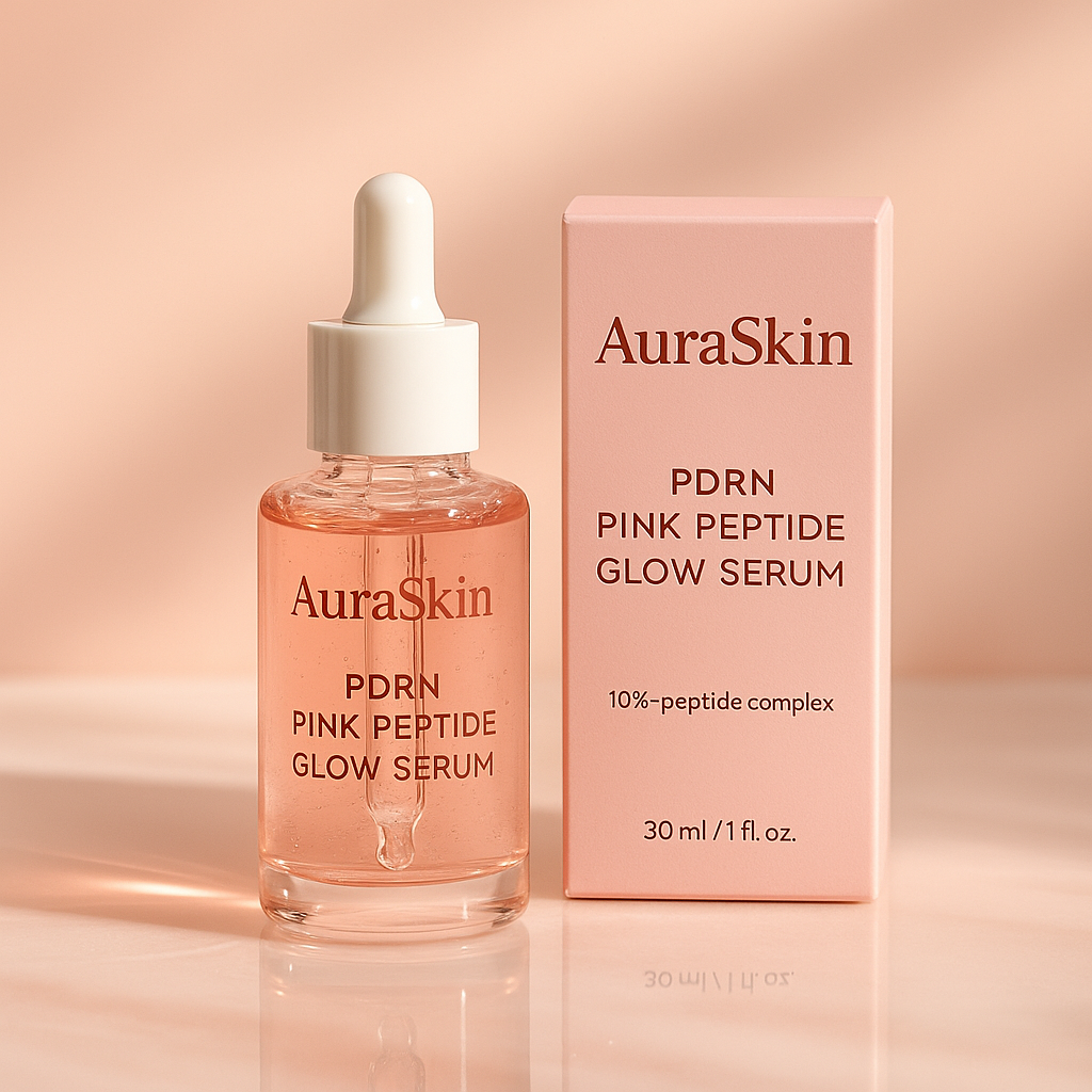 AuraSkin Rose PDRN Pink Peptide Glow Facial Serum