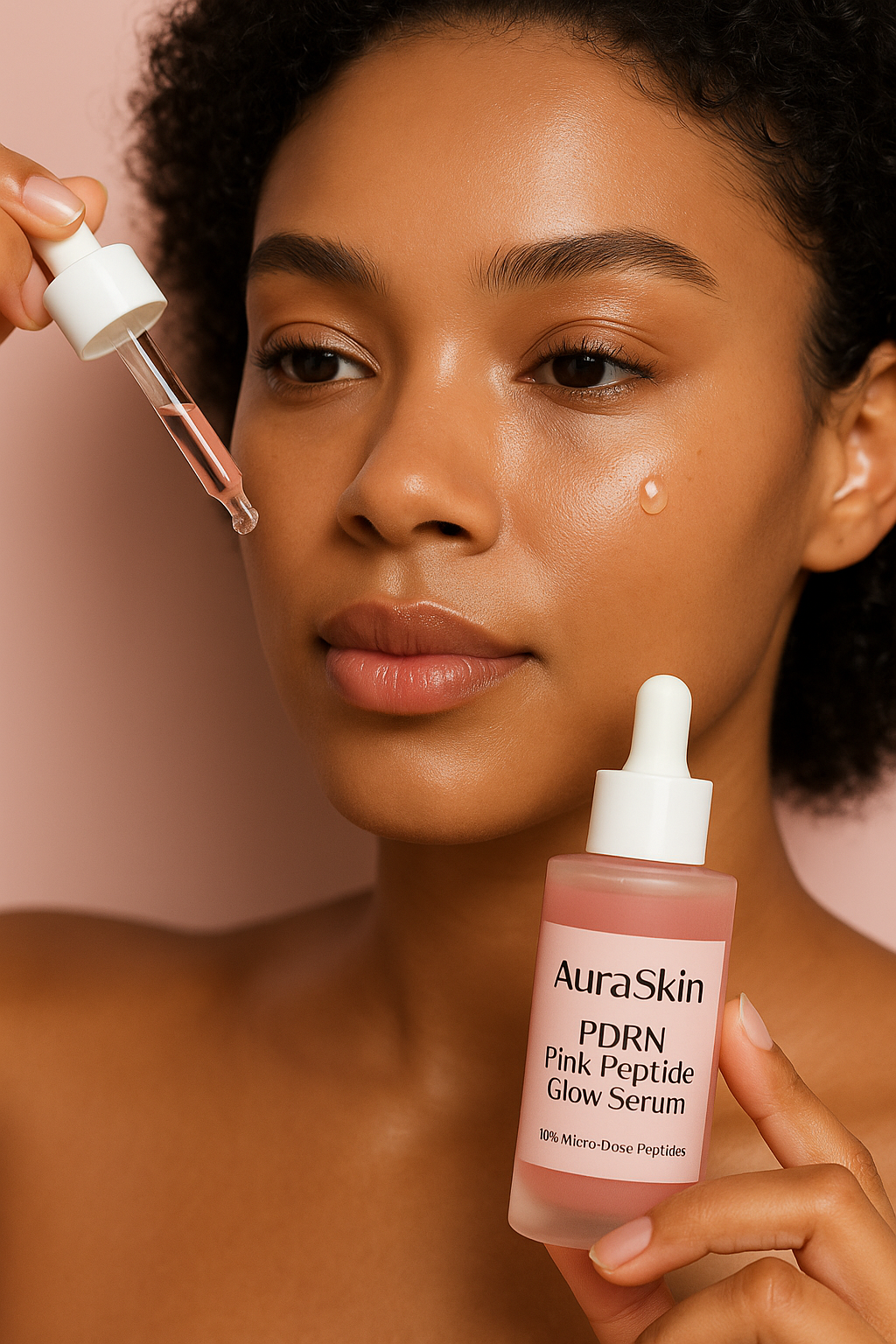 AuraSkin Rose PDRN Pink Peptide Glow Facial Serum